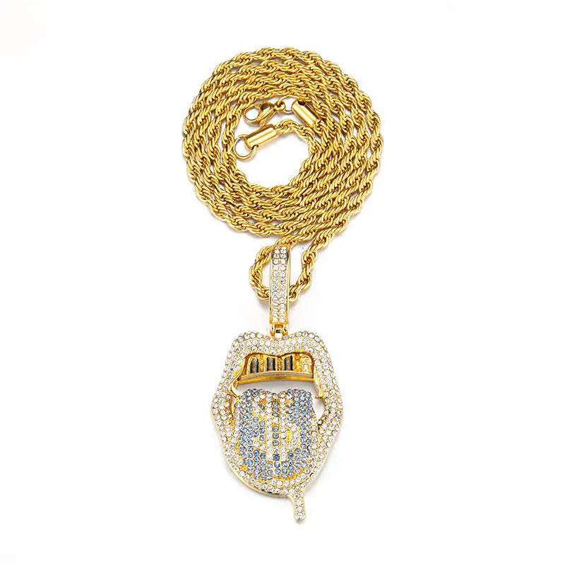 New Tennis Chain Skull Lips Tongue Fashion Accessories Cuban Pendant Single Row Chain Tennis Chain eprolo
