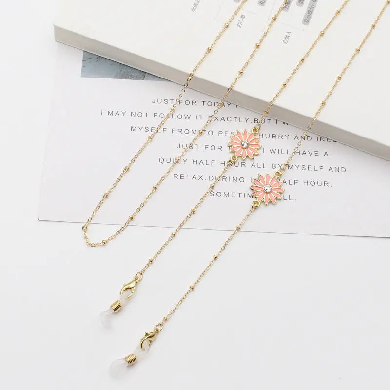 New Small Chrysanthemum And Gold Chain With Anti-Drop Mask Glasses Chain Necklace eprolo
