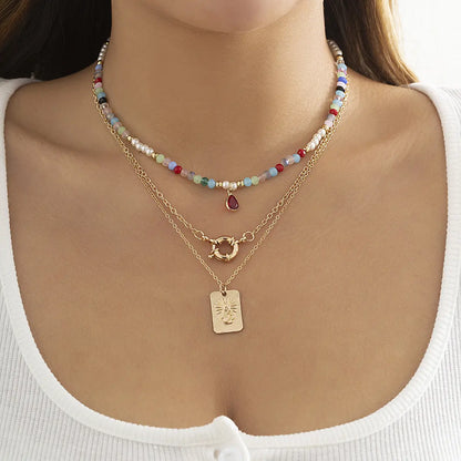 Retro Color Water Drop Pendant Clavicle Chain Niche Crystal Chain Design Necklace eprolo