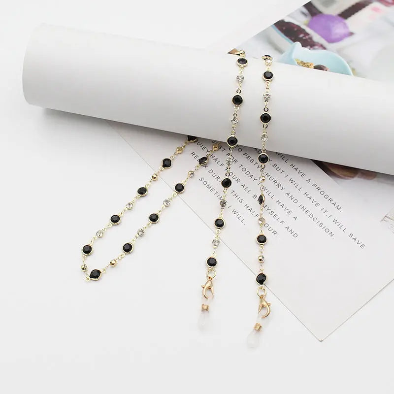 Personality Jewelry Accessories Fashion Color Crystal With Drill Mask Glasses Anti-Drop Lanyard Necklace eprolo