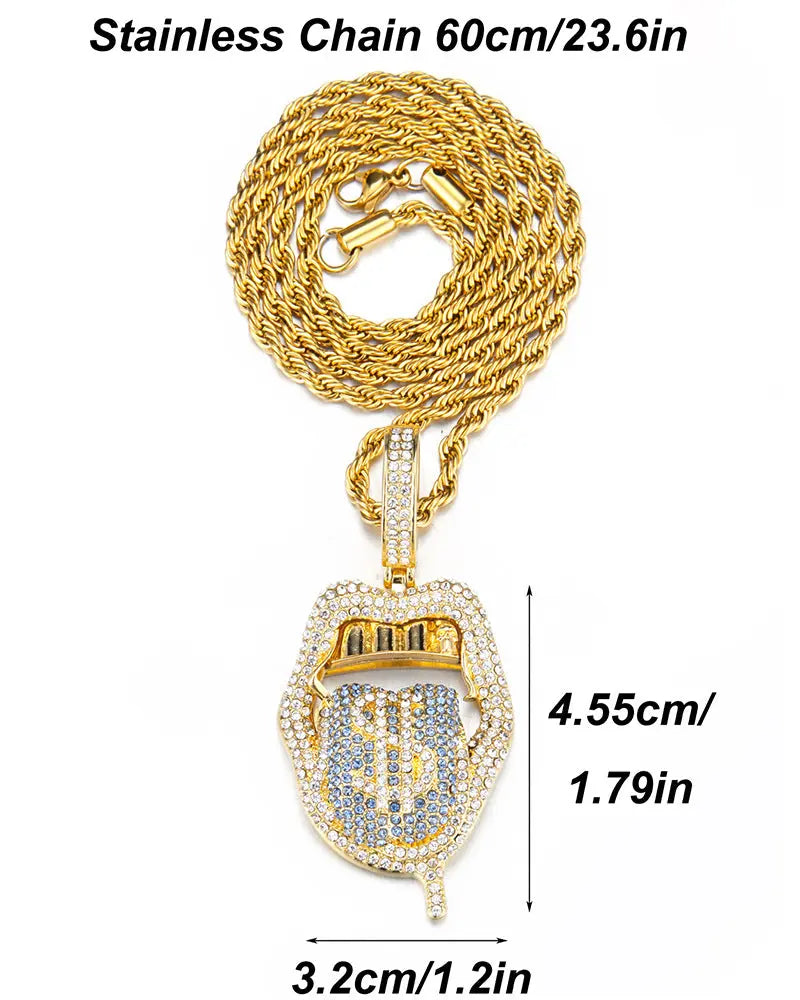 New Tennis Chain Skull Lips Tongue Fashion Accessories Cuban Pendant Single Row Chain Tennis Chain eprolo