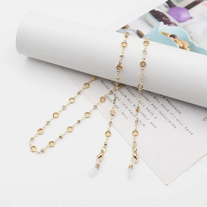 Personality Jewelry Accessories Fashion Color Crystal With Drill Mask Glasses Anti-Drop Lanyard Necklace eprolo