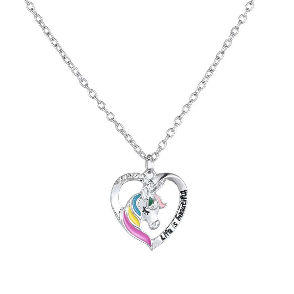 New Unicorn Necklace Jewelry Rainbow Horse Oil Drop Pendant Necklace eprolo