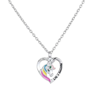 New Unicorn Necklace Jewelry Rainbow Horse Oil Drop Pendant Necklace eprolo