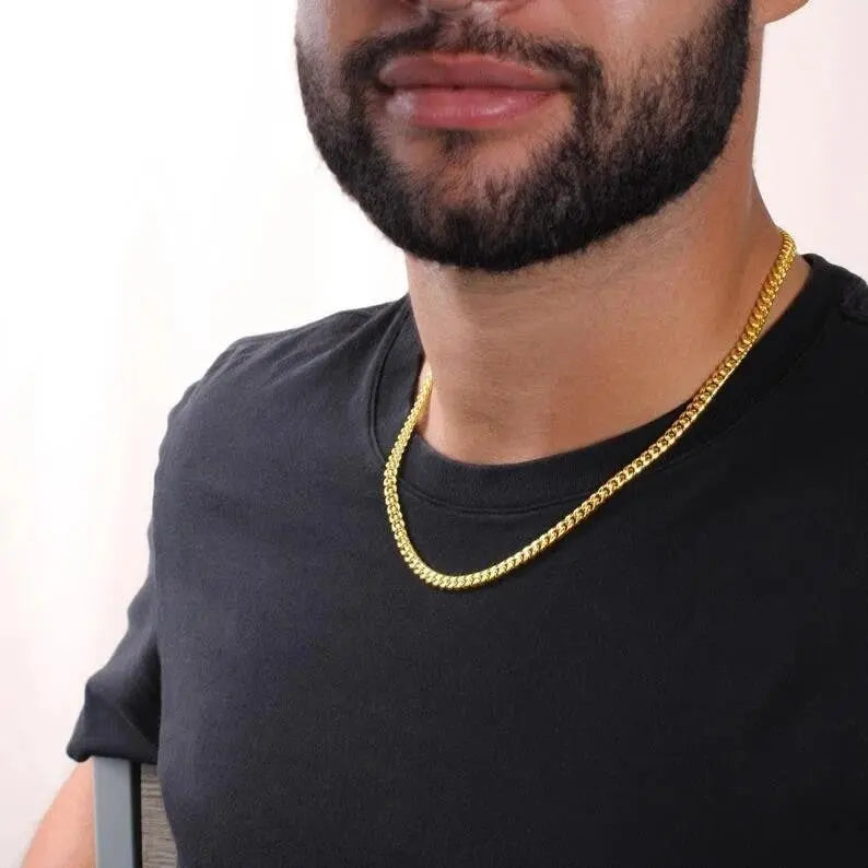 New minimalist 14K gold Cuban chain for men&