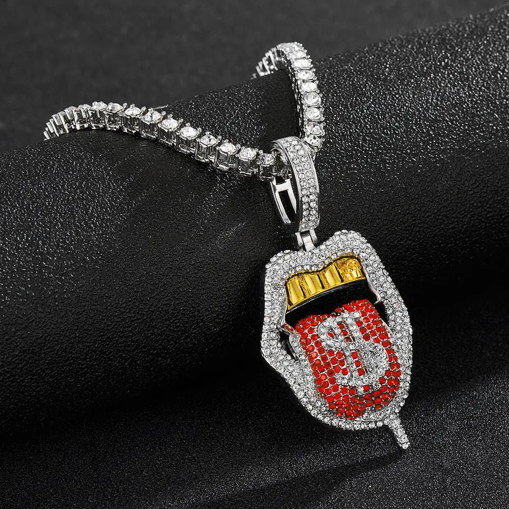 New Tennis Chain Skull Lips Tongue Fashion Accessories Cuban Pendant Single Row Chain Tennis Chain eprolo