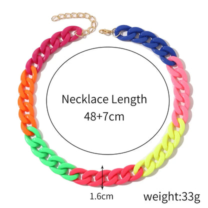 Accessories Necklace Cuban Chain Acrylic Colorful Necklace Punk Chain Necklace Summer Ins eprolo