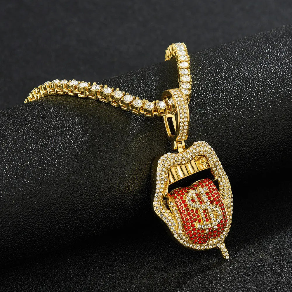 New Tennis Chain Skull Lips Tongue Fashion Accessories Cuban Pendant Single Row Chain Tennis Chain eprolo