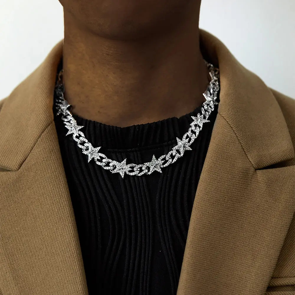 Hip-Hop Style Man Metal Jewelry New Pentagram Cuban Chain eprolo