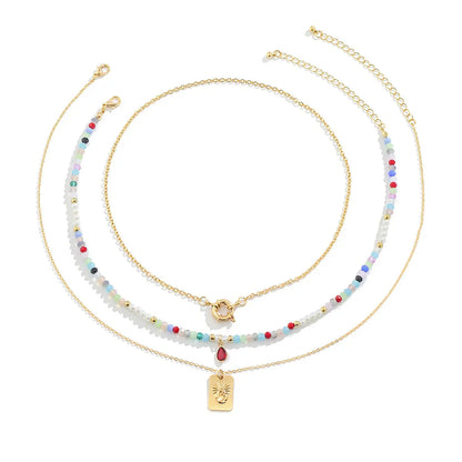 Retro Color Water Drop Pendant Clavicle Chain Niche Crystal Chain Design Necklace eprolo