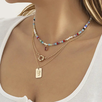 Retro Color Water Drop Pendant Clavicle Chain Niche Crystal Chain Design Necklace eprolo