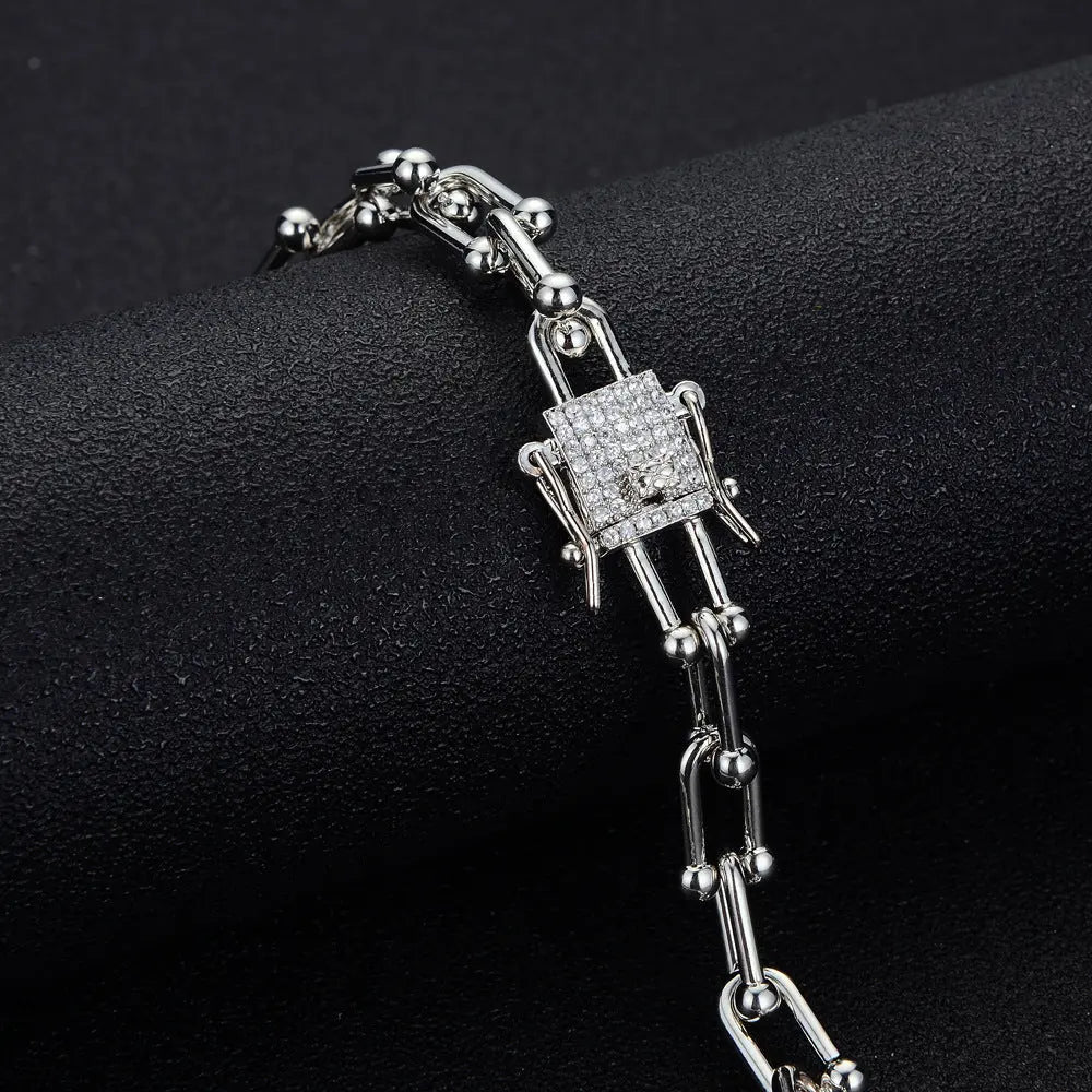 9mm U-Shaped Ring Buckle Cuban Chain Necklace Sweater Chain Personality Trend Clavicle Chain Bracelet eprolo