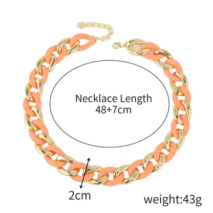 Accessories Necklace Cuban Chain Acrylic Colorful Necklace Punk Chain Necklace Summer Ins eprolo