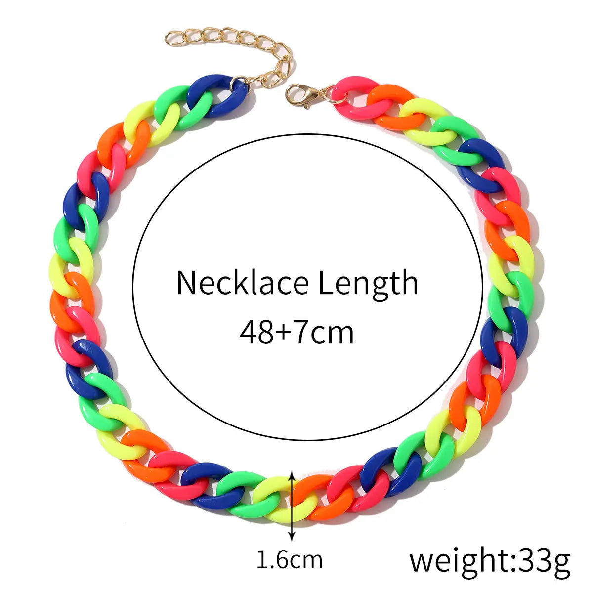 Accessories Necklace Cuban Chain Acrylic Colorful Necklace Punk Chain Necklace Summer Ins eprolo