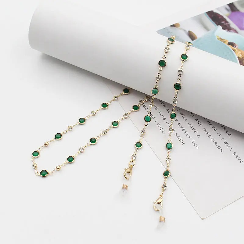 Personality Jewelry Accessories Fashion Color Crystal With Drill Mask Glasses Anti-Drop Lanyard Necklace eprolo