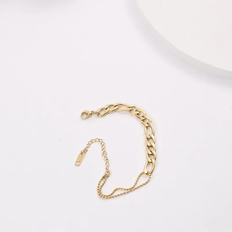 Waterproof Stainless Steel Figaro Chain&amp;Cuban Chain Patchwork Bracelets for Women Ladies Street Style Gold Chain Bracelet eprolo