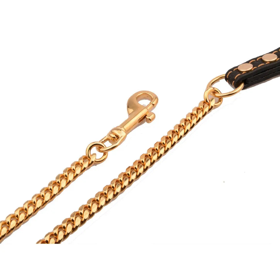 10mm stainless steel leather traction rope golden stainless steel Cuban chain dog chain medium-sized dog pet traction chain eprolo