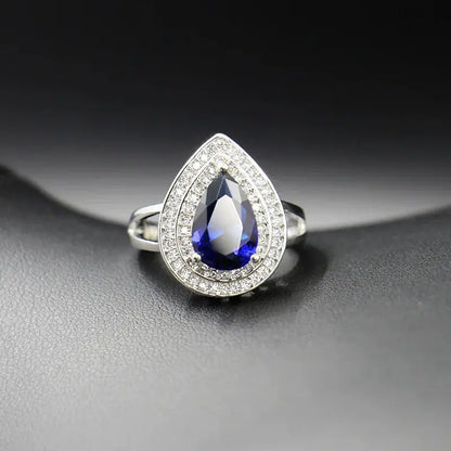 Water Drop Shaped Sapphire Silver 925 Jewelry Sets for Women Blue Gemstones Ring Earrings Necklace Bracelet Wedding eprolo