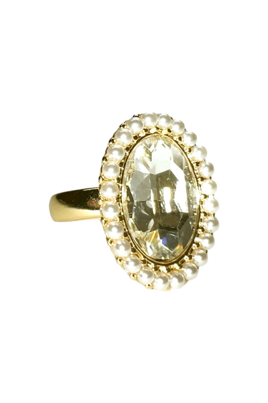 Vintage Inspired Crystal Glass Rhinestone Statement Cocktail Ring My Store