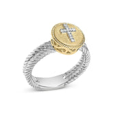 18K Yellow Gold Plated .925 Sterling Silver Diamond Cross Ring with Satin Finish (I-J Color, SI1-SI2 Clarity) My Store