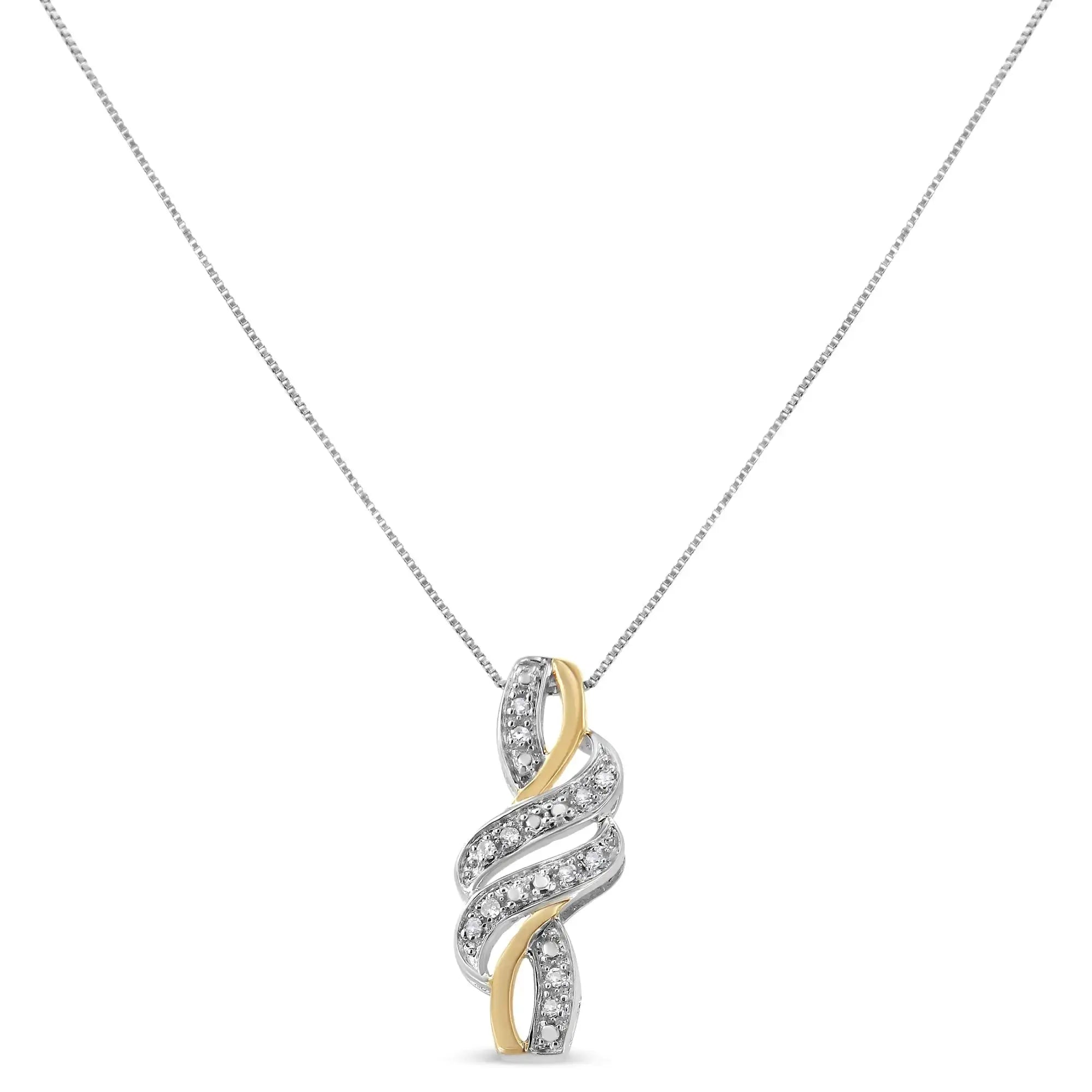 14K Yellow Gold Plated .925 Sterling Silver Round-Cut Diamond Accent Cross Bypass 18" Pendant Necklace (H-I Color, I2-I3 Clarity) My Store