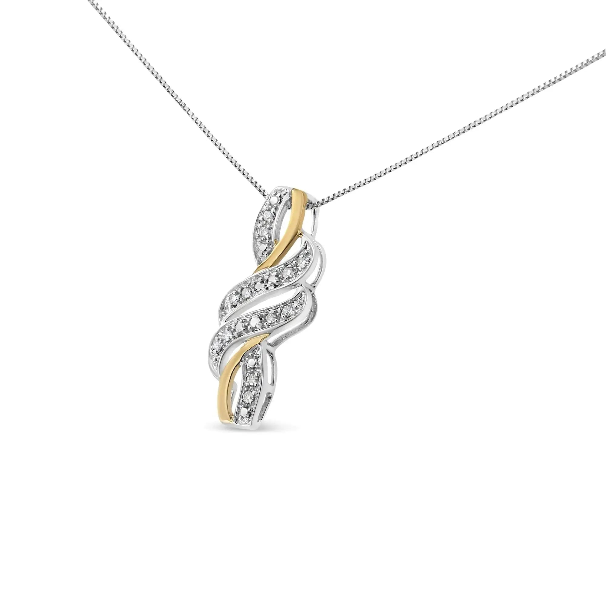 14K Yellow Gold Plated .925 Sterling Silver Round-Cut Diamond Accent Cross Bypass 18" Pendant Necklace (H-I Color, I2-I3 Clarity) My Store