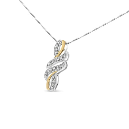 14K Yellow Gold Plated .925 Sterling Silver Round-Cut Diamond Accent Cross Bypass 18" Pendant Necklace (H-I Color, I2-I3 Clarity) My Store